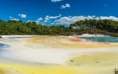 Water boiling in Champagne Pool - Wai-O-Tapu, New Zealand