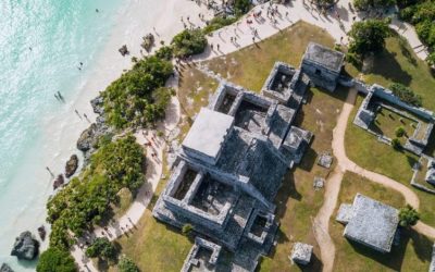 Tulum beach Quintana Roo Mexico - drone shot.