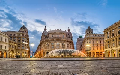 Piazza De Ferrari square in Genoa, Italy