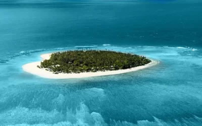 vista dall'alto di un atollo delle isole fiji