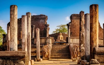 The Sacred Quadrangle with buddha, Ancient ruins Sri Lanka, Unesco ancient city Polonnaruwa, Sri Lanka