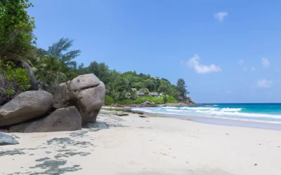 Carana Beach Panorama on Mahe Seychelles.