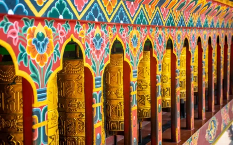 Prayer wheels at Phuentsholing Park