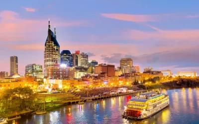 Nashville, Tennessee downtown skyline at twilight