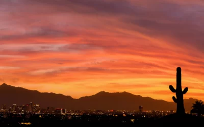 A vibrant sunset over Phoenix Arizona