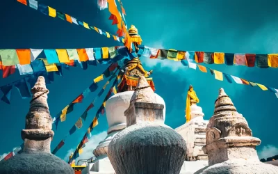 Stupa Namobuddha in the Himalaya mountains, Annapurna region, Nepal