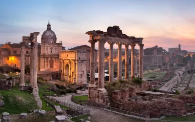 Vista dei fori imperiali al tramonto