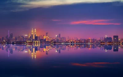 Panoramic view of Kuala Lumpur city waterfront skyline.