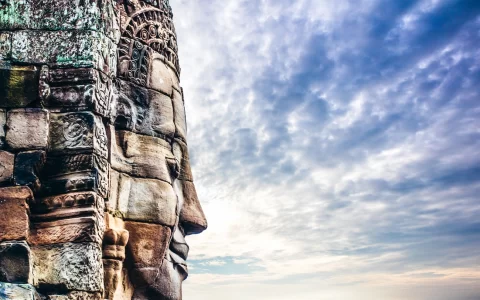 tempio di Bayon a Angkor Thom, Siemreap, Cambogia.